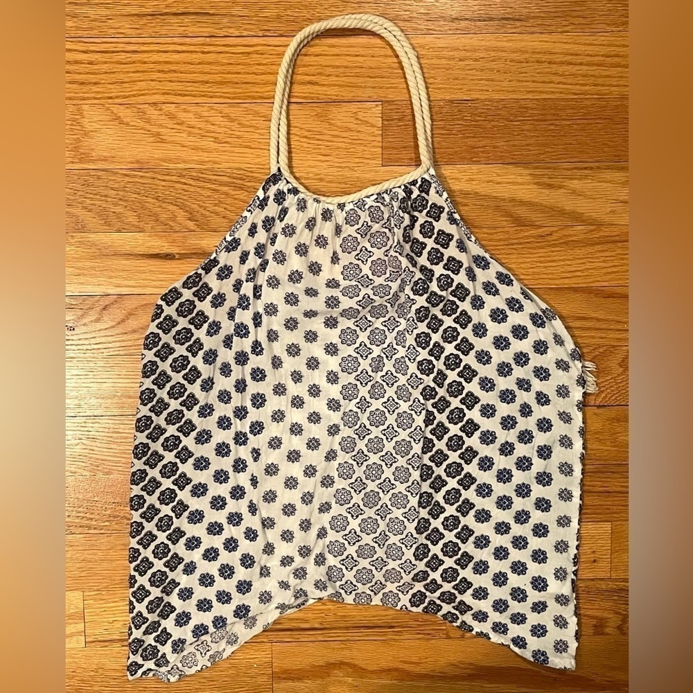 Vintage Havana Girls’ Blue and‎ White Halter Neck Top With Cream Straps Medium